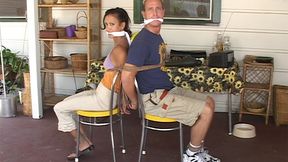 Students Scott And Rachel Santini Are Trussed Up Out In The Garden!