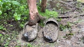 Wrecked in mud ballet flats, ballet flats in mud, ruined bellet flats, shoes wrecked, shoes in mud