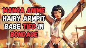 Anime manga fit captured ninja babe so sexy she needs to be punished tied to a x frame in BDSM bondage fantasy struggle