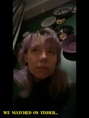 Goth girl with big booty shows off her purple hair