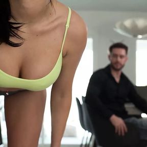 Busty MJ Fresh Seduces Busy BF for Sensual BJ and Fuck