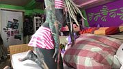 Behind the Scenes Dreadlocks & Inked Lingerie Tease Big Dildo Anal Play Solo BTS
