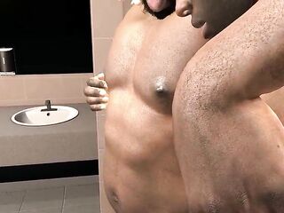 Homosexual 3some rencounter in the baths: Duet BBC twink