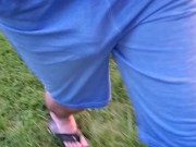 Freeballing, Playing, and Pissing my Shorts with a Packer Cock