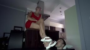 Ruslana - Man In Box Licks White Flip Flops And Heels - Full