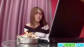 Cute Rino Mizusawa enjoys her new toy inside the pussy