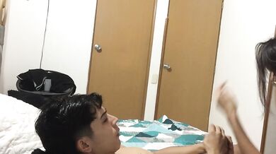 My friend masturbates in front of her husband and I suck my husband's dick