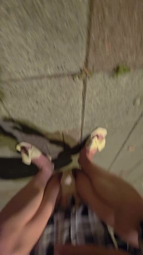 Key moment from "Shemale Ting xuan masturbates and pees outdoors with a vibrator"