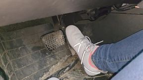 Morning commute in white Xero sneakers and socks