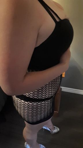 Cougar Wearing Zebra Heels