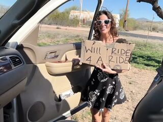 Hawt Hitchhiker with no Pants- 'will Ride 4 a Ride'