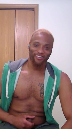 Jerking off in My Green Vest for a Friend