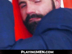 PlayingMen.com - Employee award for giving the sloppiest deepthroat blowjob