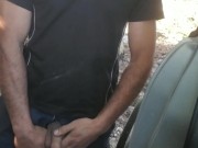 Hot uncut lad flops out floppy dick, pisses, then gives is a thorough shake