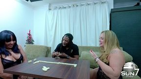 dominoes of the sluts: blonde and brunette bet on their bodies in a game of spicy punishments