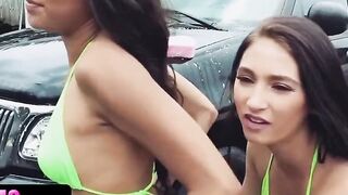 BFFs - College Girls Inside Bikini Covered With Foam Leave Their Vehicle Wash For More Profitable Activity