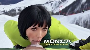 Monica'_s blowjob in the cold. A mouthful of cum. Part 4/4.