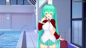 hatsune miku bikini sex behind the pool - red - vocaloid - full & pov on sheer & ptrn: fantasyking3