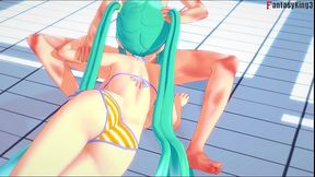 hatsune miku bikini sex behind the pool - red - vocaloid - full & pov on sheer & ptrn: fantasyking3