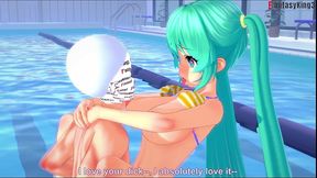 hatsune miku bikini sex behind the pool - red - vocaloid - full & pov on sheer & ptrn: fantasyking3