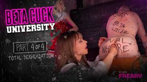 Beta Cuck University Part 4 of 4: Useless Husband Locked in Chastity Takes Deep Anal Fisting & EATS LOADS OF CUM with Mistress Stellina Obscura