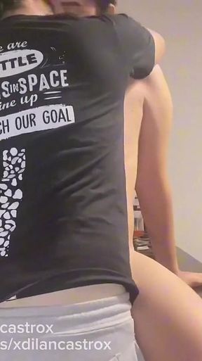 My Straight Neighbor Fucks My Gay Ass Bareback in the Kitchen and Cums Inside Creampie