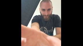 Giant finds a tiny under his desk!!
