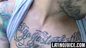 Amateur Latino filmed taking raw cock at home