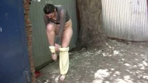 Piss fetish outdoor video with nerdy brunette Kristina