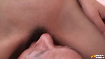 Japanese woman gives a nice footjob to older man and sits on his face