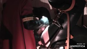 Rubbernurse Agnes -  Heavy Rubber Clinic Red Gown - a short but finally intense pegging sequence