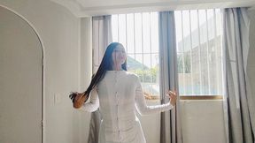 hermanastra vestida de enfermera malvada folla con su hermanastro en cuarto de hotel