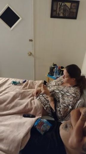 Smoking and chilling in my black sexy night dress with a Latino roommate part 2