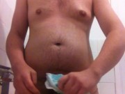 chav in golden shower wanking in piss soaked nappy