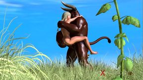 The minotaur. Trans sweet girl fucked hard by a minotaur outdoor