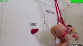 Italian redhead Sadie Gray strips and wets her juicy pussy