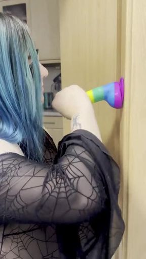 Dildo deepthroat traning