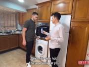 I threw my straight friend a drink in his pants and he fuck me like this