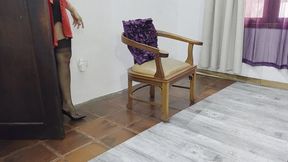 Milah crossing her sexy legs in Secrets in Lace Stockings and fine lingerie