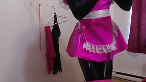 Sissy maids spiked chastity cage self-bondage torment