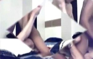 Two ladyboys fuck guy