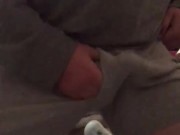 Quick jacking and big cumshot in briefs