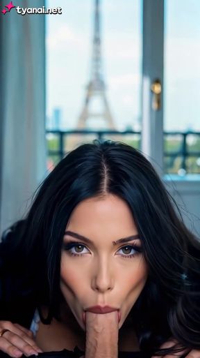 Pornstar in front of eiffel tower