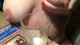 Girl lactating and drinking milk