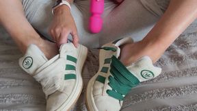 Vibrator and cumming whilst wearing white campus