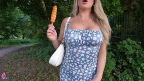 Remote-controlled orgasm control with vibrator under the dress afterwards horny fuck at home