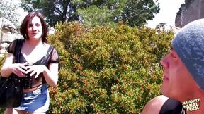 Dirty groupie gets rocked like a rodeo outdoors, big booty gets slammed