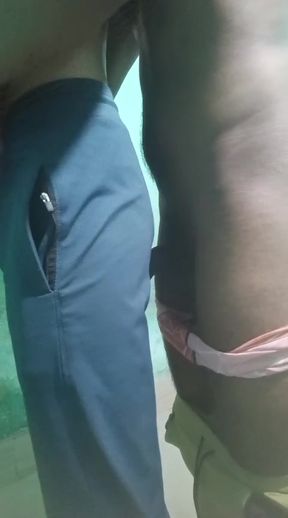 Gaand mei lund... Bareback anal fuck by two best friends in hostel washroom