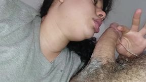 WET BLOWJOB, SHE&#039;S THIRSTY TO FUCK THE CUCKOLD&#039;S HARD COCK
