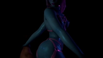 Blue Demon Girl riding dick